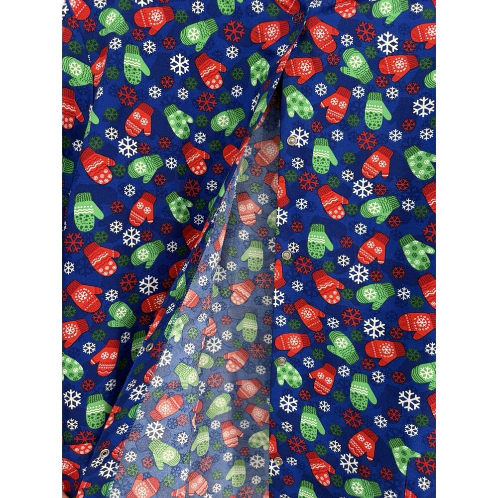 Samantha Mara Christmas Scrub Jacket Women’s Large Mittens Snowflakes Holiday - Picture 3 of 6